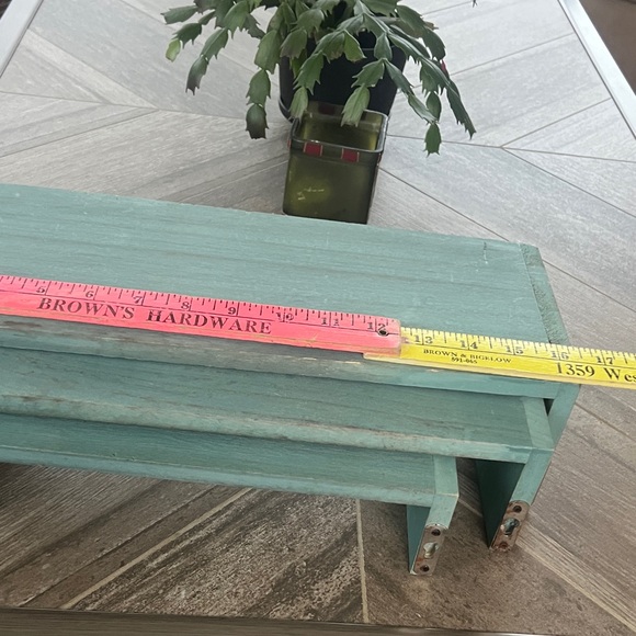 Vintage Teal Green Wooden Shelf Set of 3 - Picture 6 of 15